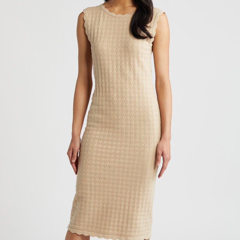 Halogen Neutral Cream Granola Girl Sleeveless Knit Spring Dress XXL NWT